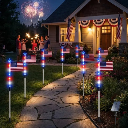 Limited 250th Anniversary Solar American Flag Lights – 8PCS Patriotic Driveway Path Lights(50% OFF)