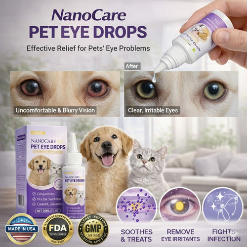 NanoCare Pet Eye Drops-Relieves Conjunctivitis, Dry Eyes, Cataracts, and Keratitis