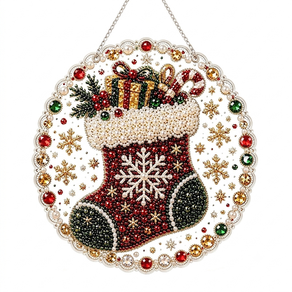 Christmas Pearl Art Hanging Wreath Kit