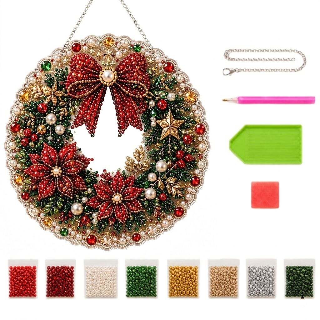 Christmas Pearl Art Hanging Wreath Kit