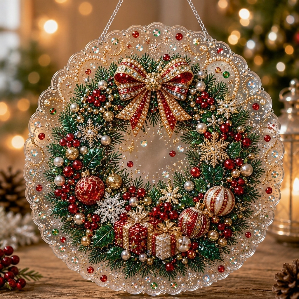 Christmas Pearl Art Hanging Wreath Kit