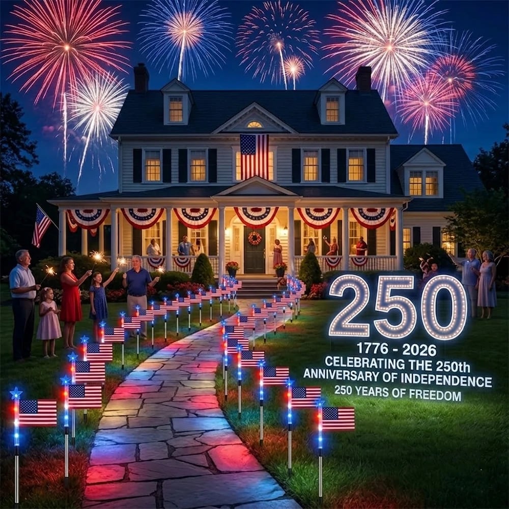 Limited 250th Anniversary Solar American Flag Lights – 8PCS Patriotic Driveway Path Lights(50% OFF)