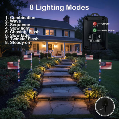 Limited 250th Anniversary Solar American Flag Lights – 8PCS Patriotic Driveway Path Lights(50% OFF)