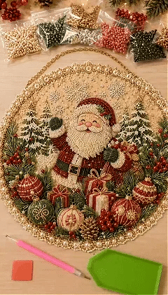 Christmas Pearl Art Hanging Wreath Kit