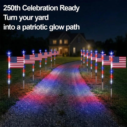 Limited 250th Anniversary Solar American Flag Lights – 8PCS Patriotic Driveway Path Lights(50% OFF)