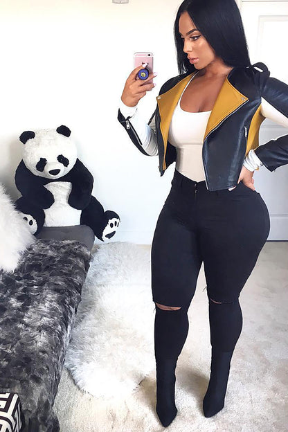 Skinny-Jeans mit schmaler Taille - Schwarz