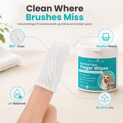 renewlife™  Dog & Cat Teeth Cleaning Finger Wipes