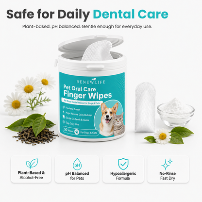 renewlife™  Dog & Cat Teeth Cleaning Finger Wipes