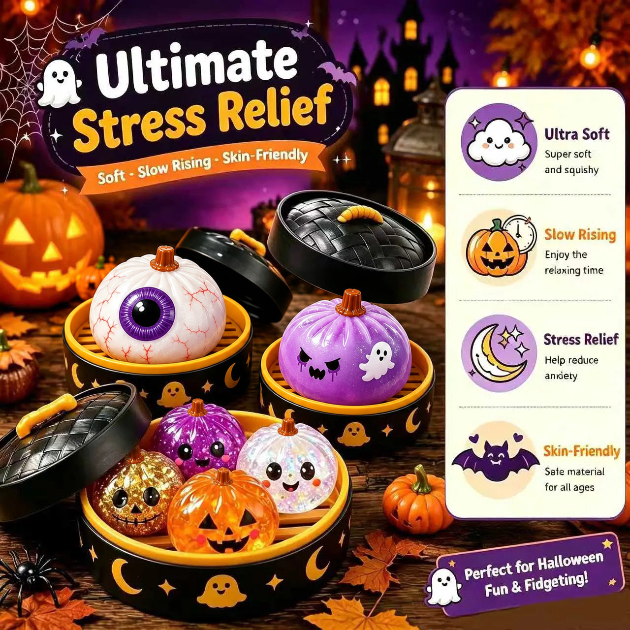 🎃🎃🎃👻   Adorable Halloween Ghost Squishies You Can't Put Down! 🖐️