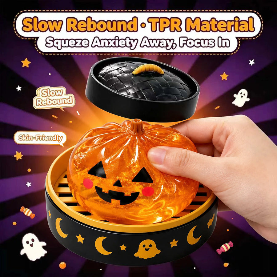 Soft slow rising Halloween squishy being squeezed