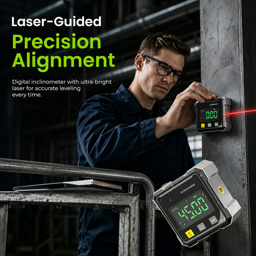 Magnetic digital angle finder in use