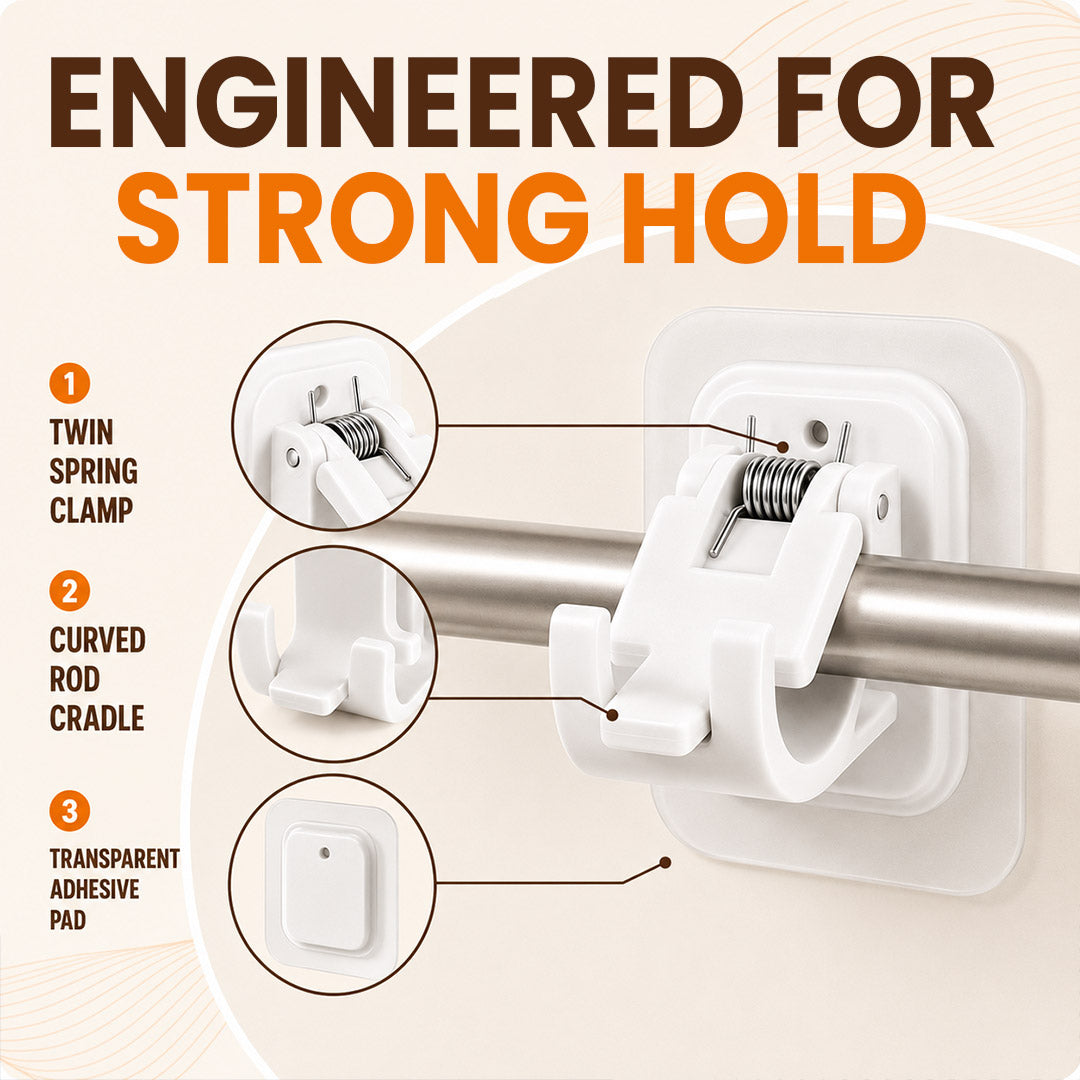 RenewLife™ EasyMount No-Drill Curtain Rod Brackets