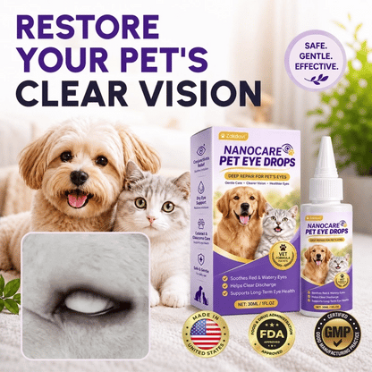 NanoCare Pet Eye Drops-Relieves Conjunctivitis, Dry Eyes, Cataracts, and Keratitis🐶