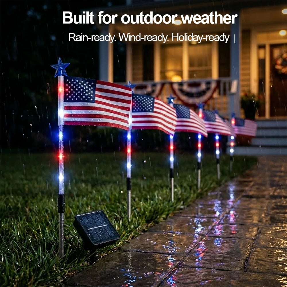 Limited 250th Anniversary Solar American Flag Lights – 8PCS Patriotic Driveway Path Lights(50% OFF)