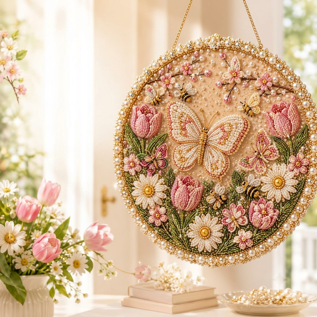 Christmas Pearl Art Hanging Wreath Kit