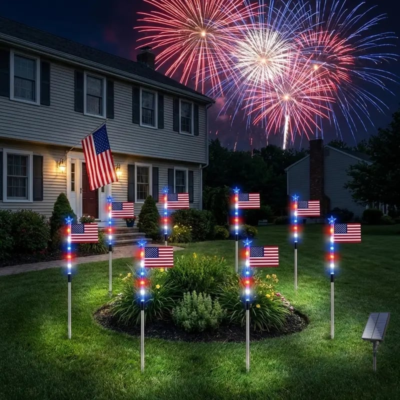Limited 250th Anniversary Solar American Flag Lights – 8PCS Patriotic Driveway Path Lights(50% OFF)
