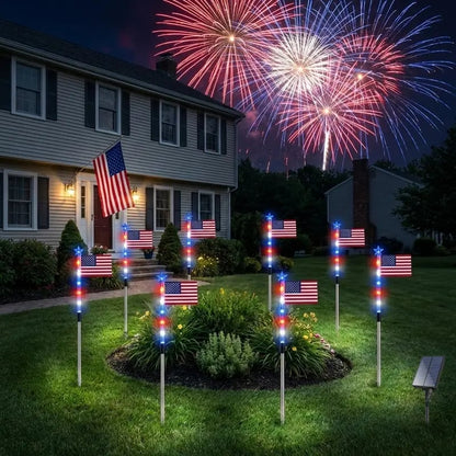 Limited 250th Anniversary Solar American Flag Lights – 8PCS Patriotic Driveway Path Lights(50% OFF)
