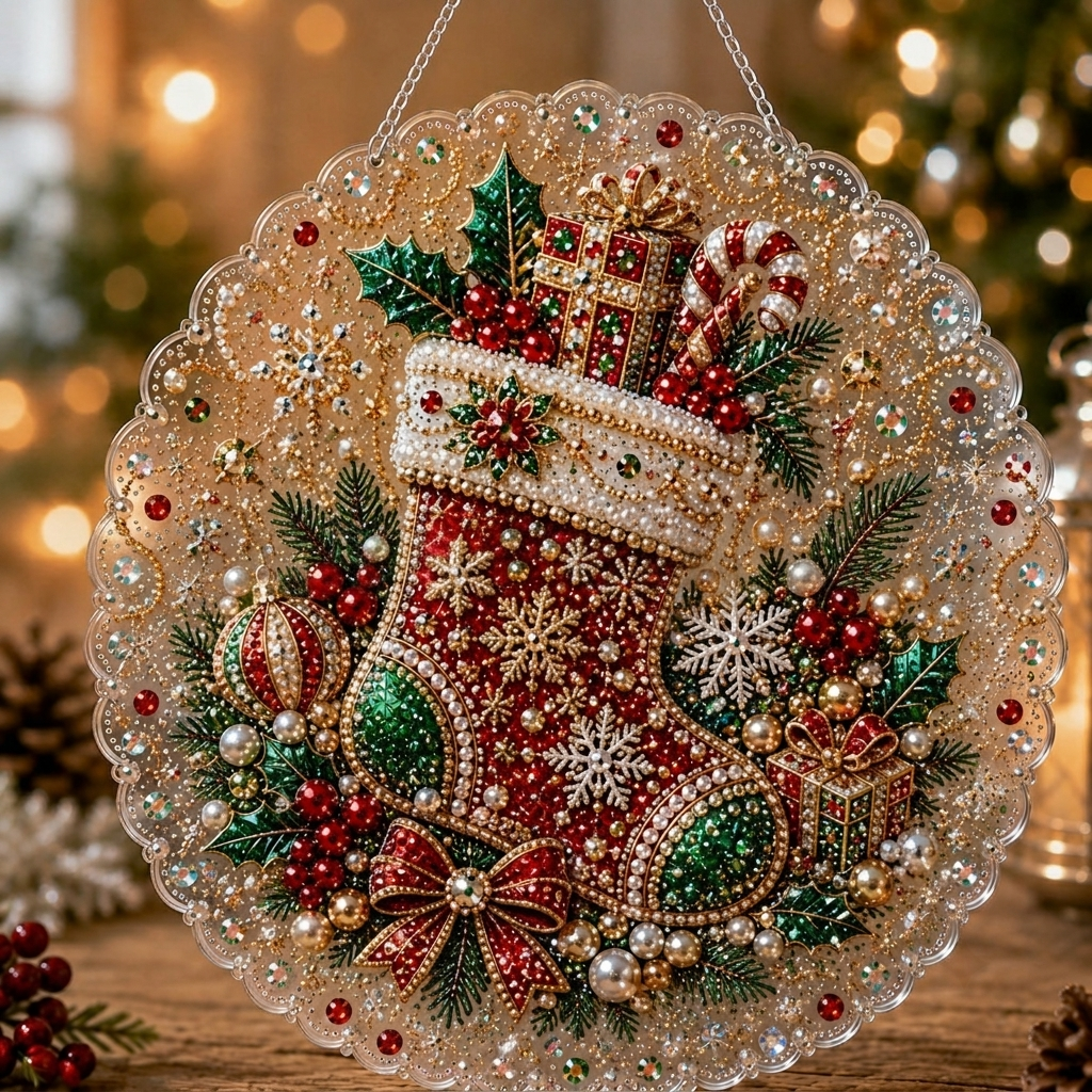 Christmas Pearl Art Hanging Wreath Kit